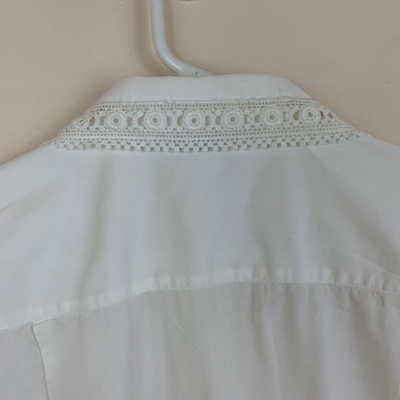 Pupa Italian White Cotton Lace Detail Button Down - Picture 5 of 7